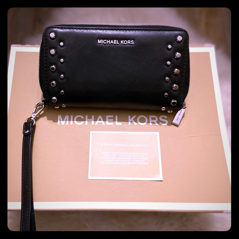 Michael Kors Mercer Stud and Grommet Zip Wallet/